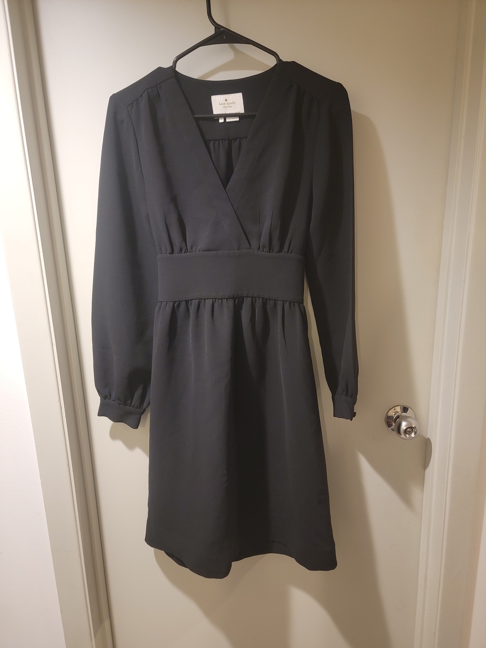 kate spade Black Long-Sleeve V-Neck Waistband Dress